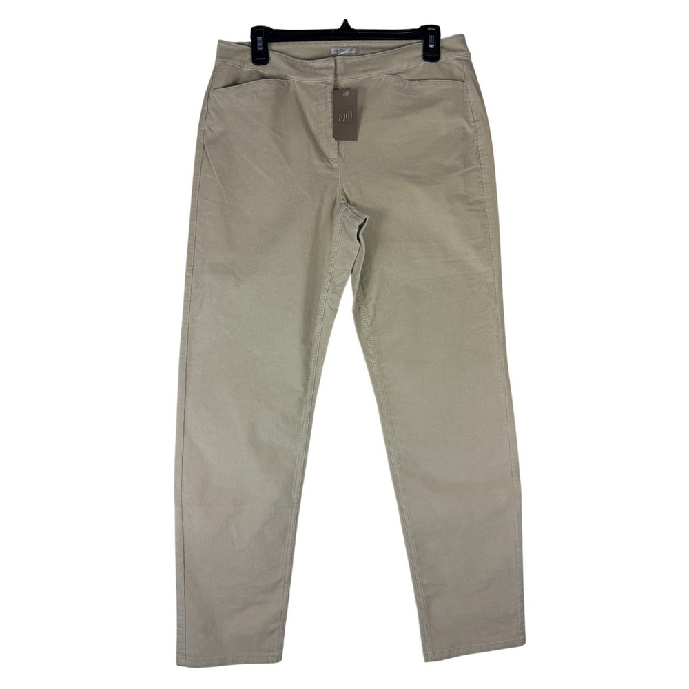 J. Jill Ecru Corduroy Straight Leg Pants Womens Size 8 Tan Beige Stretch 0YX08